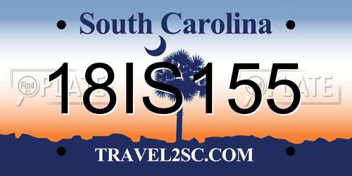 18IS155 South Carolina License Plate