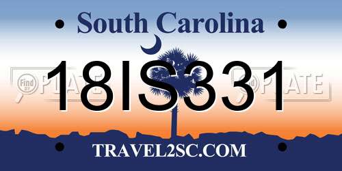 18IS331 South Carolina License Plate