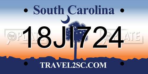 18JI724 South Carolina License Plate