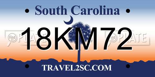 18KM72 South Carolina License Plate