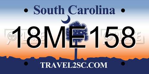 18ME158 South Carolina License Plate