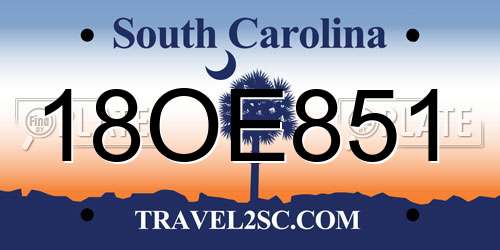 18OE851 South Carolina License Plate