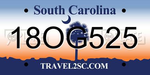 18OG525 South Carolina License Plate
