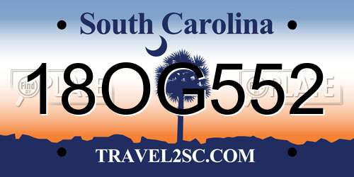 18OG552 South Carolina License Plate