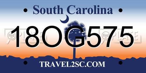 18OG575 South Carolina License Plate