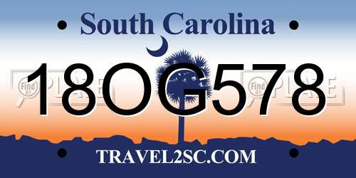 18OG578 South Carolina License Plate