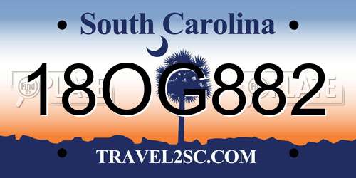 18OG882 South Carolina License Plate