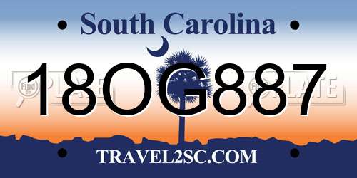 18OG887 South Carolina License Plate