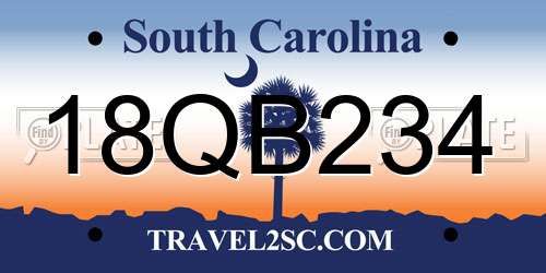 18QB234 South Carolina License Plate