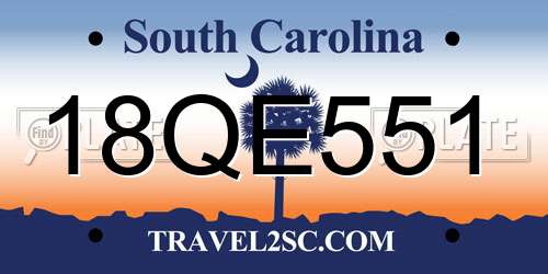 18QE551 South Carolina License Plate
