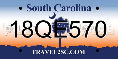 18QE570 South Carolina License Plate