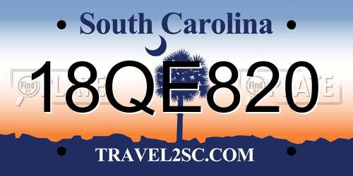 18QE820 South Carolina License Plate