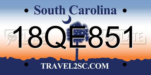 18QE851 South Carolina License Plate