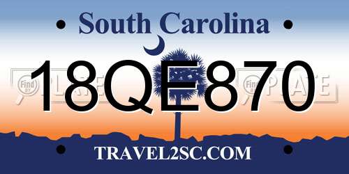 18QE870 South Carolina License Plate