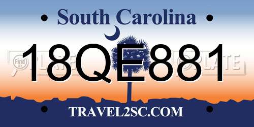 18QE881 South Carolina License Plate