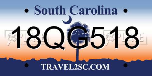 18QG518 South Carolina License Plate