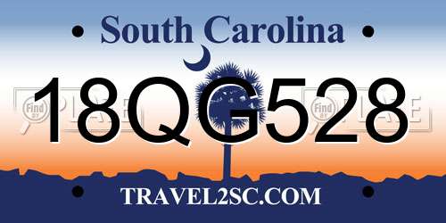 18QG528 South Carolina License Plate