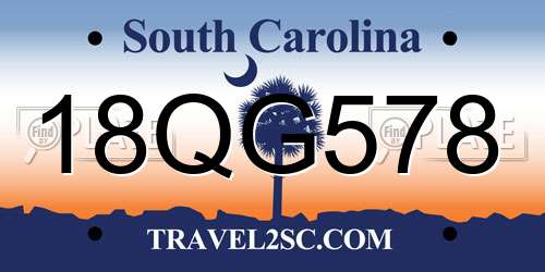 18QG578 South Carolina License Plate