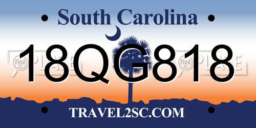 18QG818 South Carolina License Plate