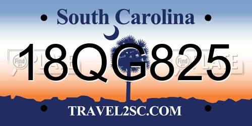 18QG825 South Carolina License Plate