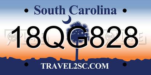 18QG828 South Carolina License Plate