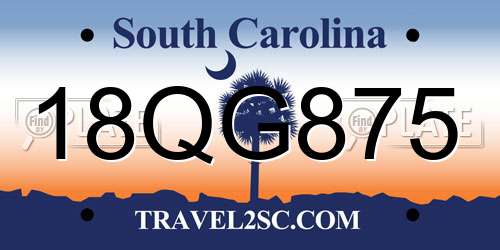 18QG875 South Carolina License Plate