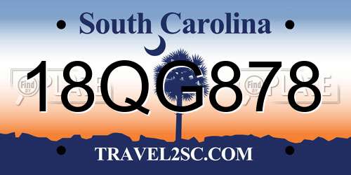 18QG878 South Carolina License Plate