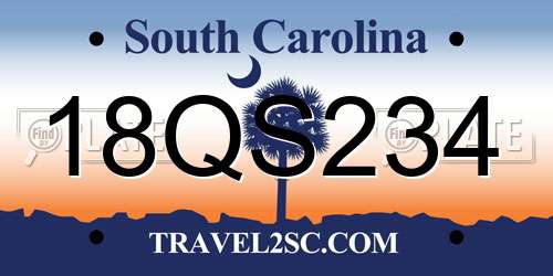 18QS234 South Carolina License Plate