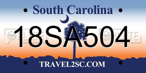 18SA504 South Carolina License Plate