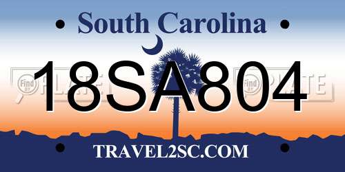 18SA804 South Carolina License Plate