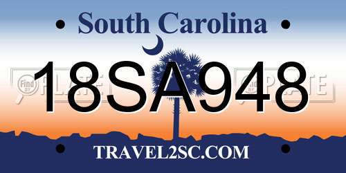 18SA948 South Carolina License Plate