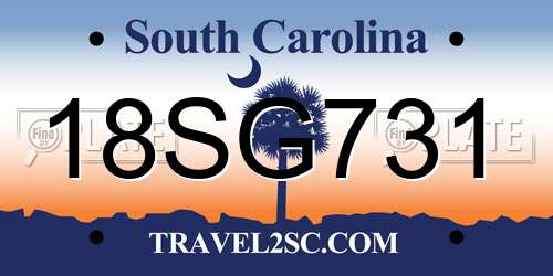18SG731 South Carolina License Plate