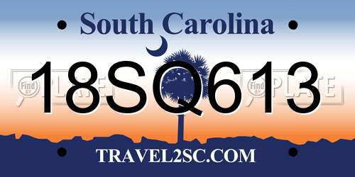 18SQ613 South Carolina License Plate