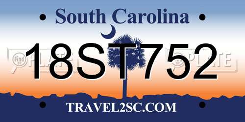 18ST752 South Carolina License Plate