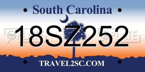 18SZ252 South Carolina License Plate