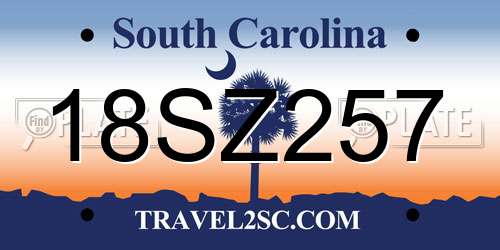 18SZ257 South Carolina License Plate
