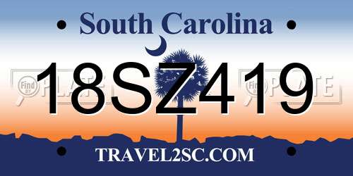 18SZ419 South Carolina License Plate