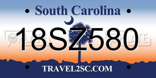 18SZ580 South Carolina License Plate
