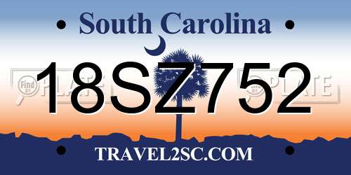 18SZ752 South Carolina License Plate