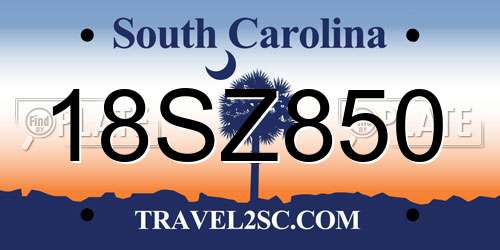 18SZ850 South Carolina License Plate