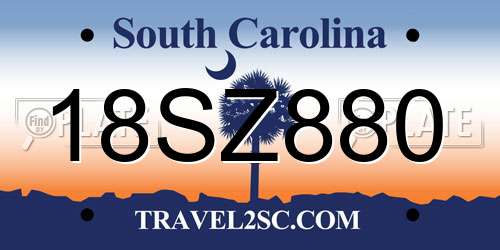18SZ880 South Carolina License Plate