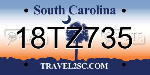 18TZ735 South Carolina License Plate
