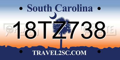 18TZ738 South Carolina License Plate