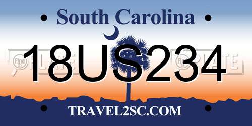 18US234 South Carolina License Plate