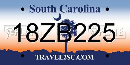 18ZB225 South Carolina License Plate