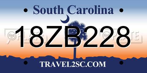 18ZB228 South Carolina License Plate