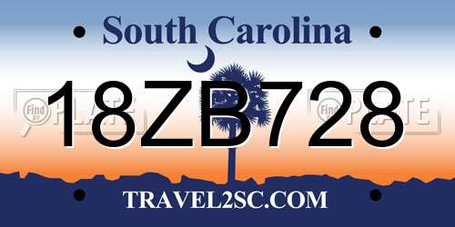 18ZB728 South Carolina License Plate