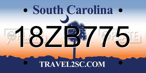 18ZB775 South Carolina License Plate