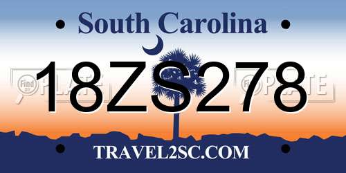 18ZS278 South Carolina License Plate