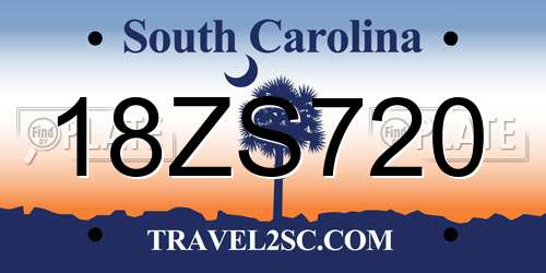 18ZS720 South Carolina License Plate